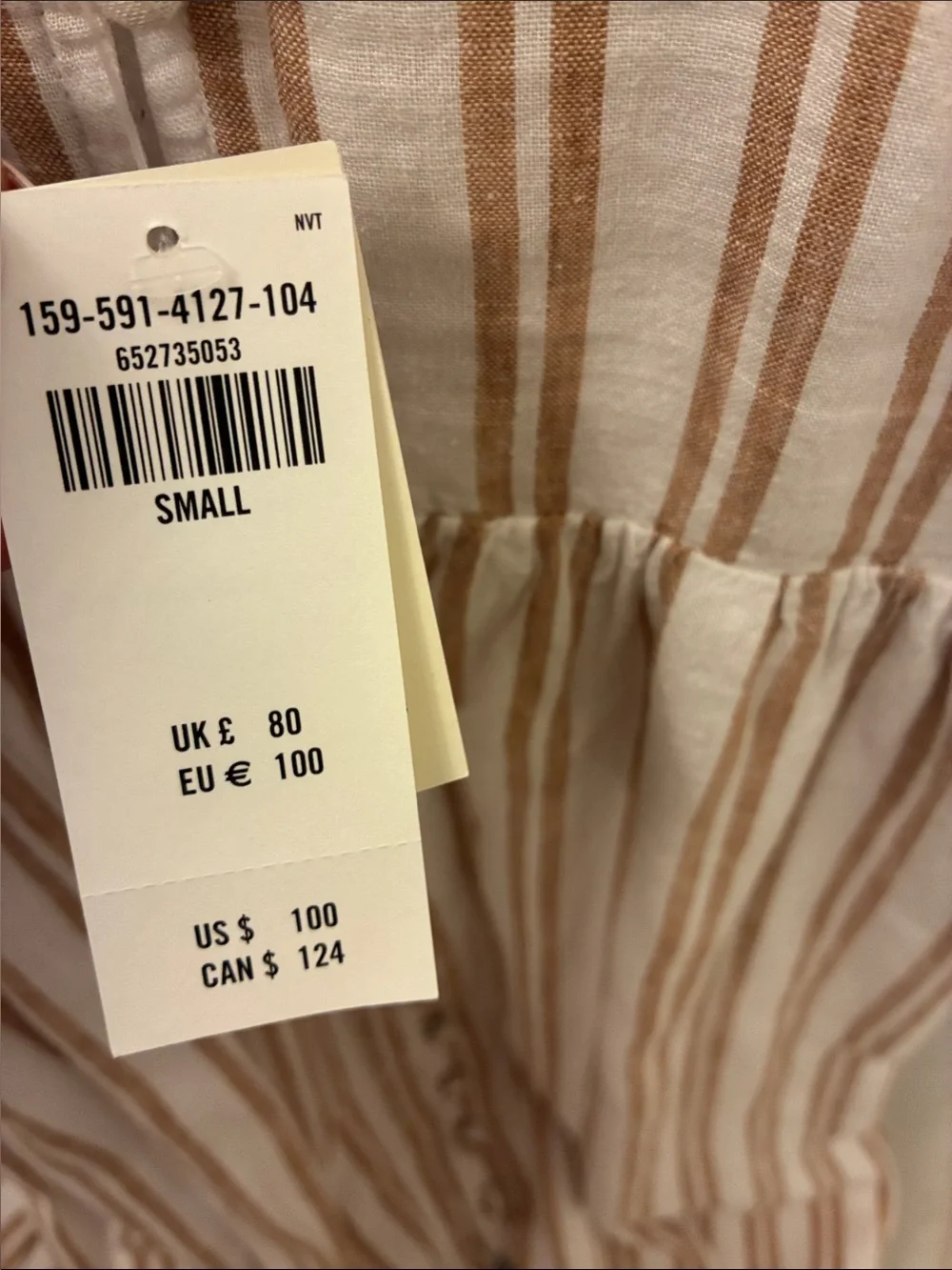 Abercrombie & Fitch Beige and Cream Striped Button-Front Maxi Dress